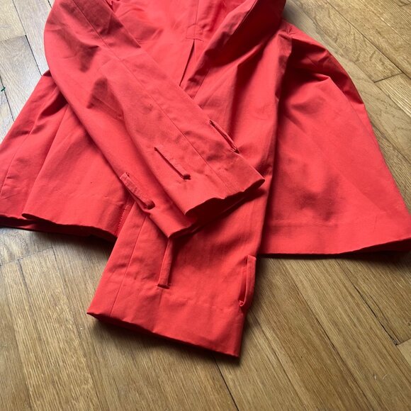 Tory Burch Size 10 Orange Poppy Curtis Button Front Collar Utility Trench Jacket - Picture 12 of 13